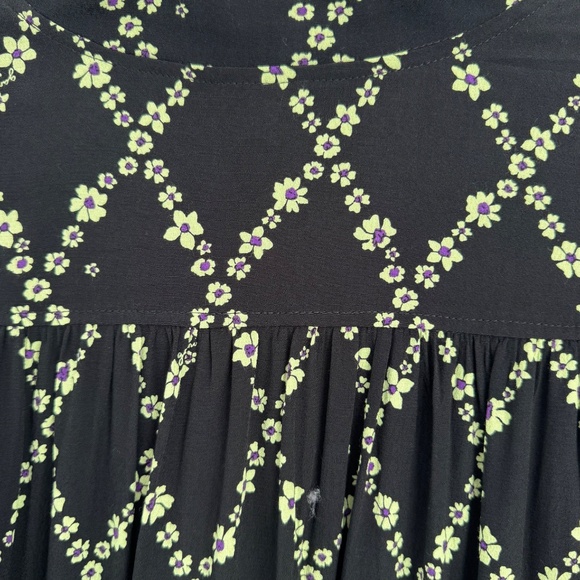 NWT GANNI Printed Floral Crepe V-Neck Blouse Black Margarita Size 34 (S/M) - Picture 8 of 15